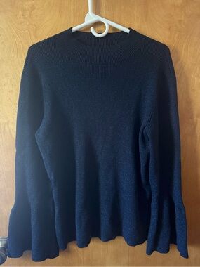 New York & Company Women’s Navy Crewneck Sweater with Subtle Sheen